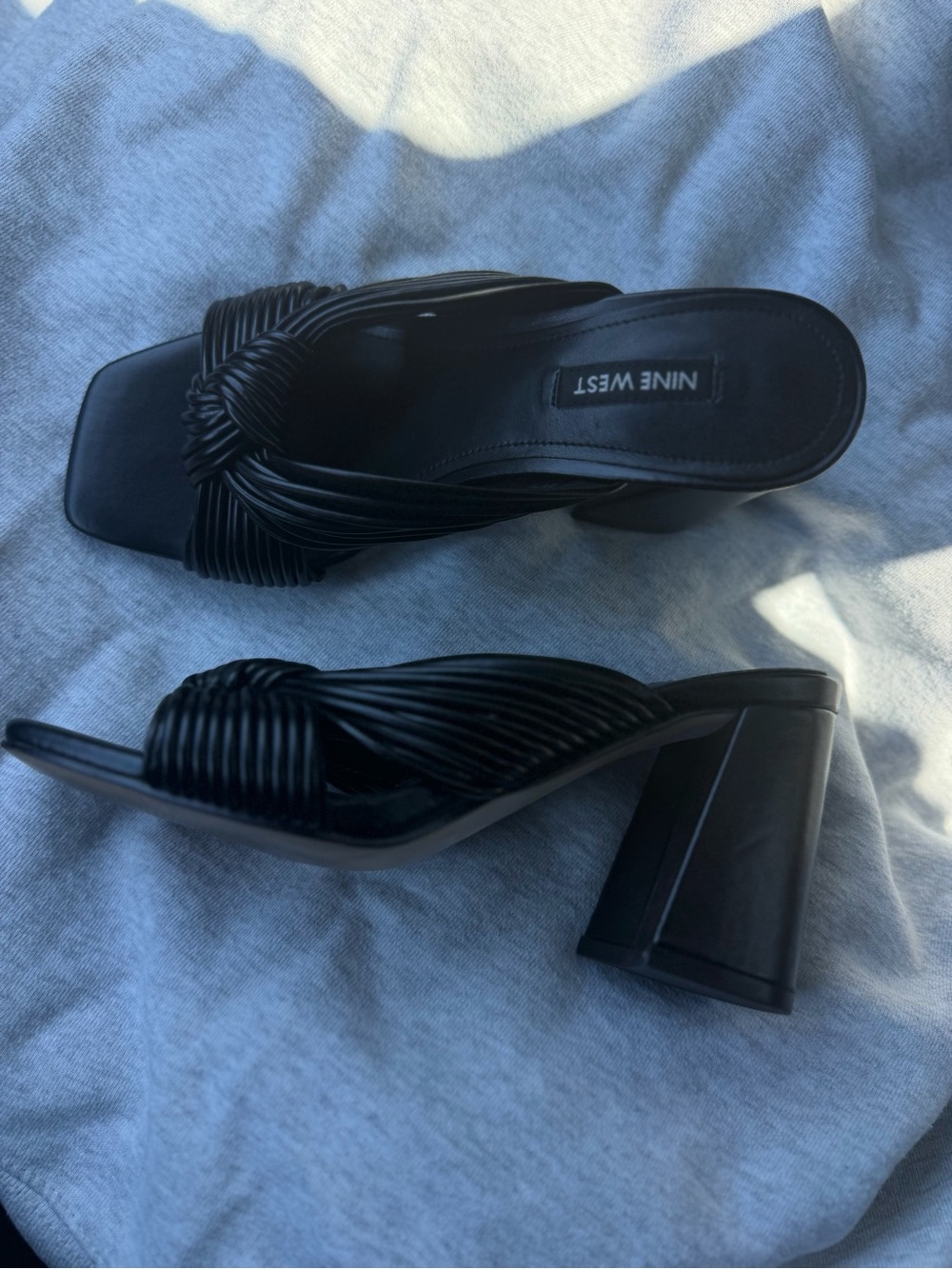 Nine West Women's Black Knot-Detail Slide heel